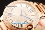 Cartier ballon bleu de Cartier Swiss Quartz Movement Rose Gold Case and Strap with Diamond Bezel and Black Roman Numerals