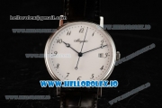 Breguet Classique Japanese Miyota 9015 Automatic Movement Steel White Dial and Arabic Numeral Markers Leather Strap (FF)