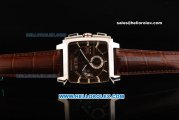 Tag Heuer Monaco LS Chronograph Miyota Quartz Movement Steel Case with Brown Dial and Brown Leather Strap