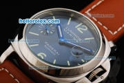 Panerai Luminor Marina Pam 104 Automatic Movement Steel Case with Blue Dial and Brown Leather Strap