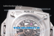 Hublot Masterpiece MP 08 Antikythera Sunmoon Asia 2813 Automatic Steel Case Skeleton Dial Grey Leather Strap and White Markers