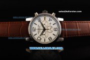 MontBlanc Timewalker Chronograph Miyota Quartz Movement Steel Case with White Dial and Brown Leather Strap