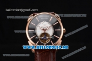 Parmigiani Tonda Tourbillon Asia ST25 Automatic Rose Gold Case with Black Dial and Brown Leather Strap Rose Gold Markers