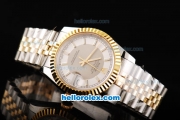 Rolex Datejust Swiss ETA 2836 Automatic Movement 18K Gold Never Fade with Stick Markers and Grey Dial-Two Tone