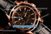 Omega Seamaster Planet Ocean 600 M Chrono Miyota OS20 Quartz Rose Gold Case with Black Dial and White Stick Markers