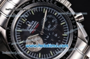 Omega Speedmaster Miyota Quartz Black Bezel with Black Dial-Light Green Stick Markers and White Hands