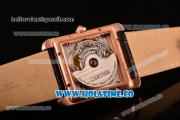 Cariter Tank MC Swiss ETA 2824 Automatic Rose Gold Case with Black Dial Diamonds Bezel and White Roman Numeral Markers