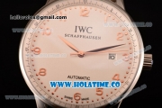 IWC Portugieser Asia 2813 Automatic Full Steel with White Dial and Rose Gold Arabic Numeral Markers