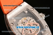 Richard Mille RM007 Miyota 6T51 Automatic Steel Case with Diamonds Dial and Orange Rubber Strap