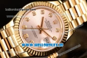 Rolex Datejust Swiss ETA 2671 Automatic Yellow Gold Case with Sliver Dial Diamonds Markers and Yellow Gold Bracelet (BP)