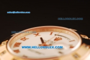 Rolex Day-Date Swiss ETA 2836 Automatic Rose Gold Case with Diamond Bezel and White Dial -Rose Gold Strap