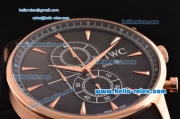 IWC Portuguese Chrono Japanese Miyota OS10 Quartz Rose Gold Case Stick Markers with Black Rubber Strap and Black Dial