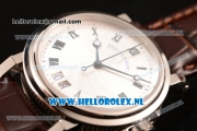 Breguet Marine Big Date Clone Breguet Automatic Steel Case with White Dial and Brown Leather Strap