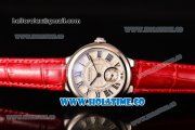 Cartier Ballon Bleu De Small Swiss Quartz Steel Case with White Dial Black Roman Numeral Markers and Red Leather Strap