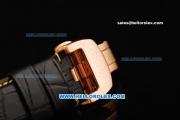 Ferrari Chronograph Miyota Quartz Movement Rose Gold Case with White/Yellow Arabic Numerals - Black Leather Strap