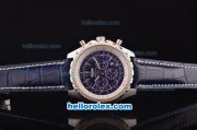 Breitling For Bentley chronograph Quartz Movement with Leather Strap and Blue Dial