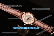 Omega De Ville Co-Axial Swiss ETA 2824 Automatic Rose Gold Case with Silver Dial Roman Numeral Markers and Brown Leather Strap