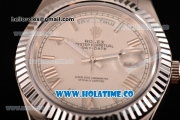 Rolex Day-Date II Asia 2813 Automatic Steel Case/Bracelet with White Dial and Roman Numeral Markers