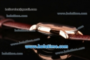 Patek Philippe Calatrava Swiss ETA 2824 Automatic Rose Gold Case with Black Dial and Brown Leather Strap