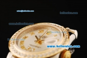 Rolex Datejust Automatic Movement ETA Coating Case with Gold Roman Numerals and Diamond Bezel