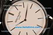 Patek Philippe Calatrava Miyota OS2035 Quartz Steel Case with White Dial and Stick Markers
