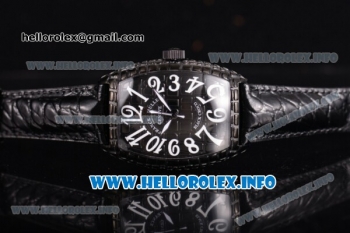 Franck Muller Black Croco Asia 2813 Automatic PVD Case wtih White Arabic Numeral Markers and Black Dial (BP)