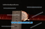 Omega De Ville Co-Axial Swiss ETA 2824 Automatic Rose Gold Case with Diamonds Markers Silver Dial and Brown Leather Strap