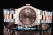 Rolex Day-Date Oyster Perpetual Swiss ETA 2836 Automatic Movement ETA Case Two Tone with Diamond Bezel,Grey Dial and Diamond Marking Rolex Day-Date Oyster Perpetual Swiss ETA 2836 Automatic Movement ETA Case Two Tone with Diamond Bezel,Grey Dial and Diamond Marking