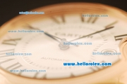 Cartier Ballon bleu de Automatic Rose Gold Case with White Dial and Black Leather Strap