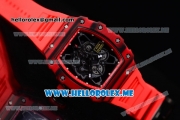 Richard Mille RM 35-01 RAFA Miyota 9015 Automatic PVD Case with Skeleton Dial and Red Rubber Strap Dot Markers