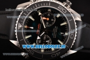 Omega Seamaster Planet Ocean Chrono Swiss Valjoux 7750 Automatic Steel Case with Black Dial Stick Markers and Black Rubber Strap (BP)