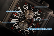 Franck Muller Conquistador King Chronograph Quartz Movement PVD Case with Black Dial and White Numeral Marker-Black Rubber Strap