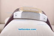 Cartier Santos 100 Quartz Movement Gold Bezel with White Dial