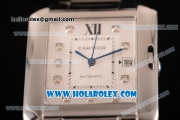 Cartier Tank Anglaise Miyota 9015 Automatic Steel Case/Bracelet with Silver Dial and Diamonds Markers