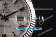 Rolex Day-Date Clone Rolex 3255 Automatic Stainless Steel Case/Bracelet with White Dial and Roman Numeral Markers