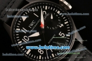 IWC Big Pilot's Top Gun Swiss Valjoux 7750 Automatic PVD Case with Black Dial Black Leather Bracelet and White Markers - New Edition