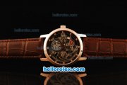 Vacheron Constantin Patrimony Skeleton Automatic Movement Rose Gold Case with Rose Gold Bezel and Brown Leather Strap Vacheron Constantin Patrimony Skeleton Automatic Movement Rose Gold Case with Rose Gold Bezel and Brown Leather Strap