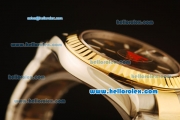 Rolex Datejust II Swiss ETA 2836 Automatic Full Steel with Yellow Gold Bezel and Black Dial-Stick Markers/Two Tone Strap