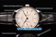 IWC Portuguese Asia Automatic Steel Case with Silver Arabic Numeral Markers White Dial and Black Leather Strap