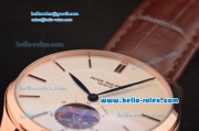 Patek Philippe Calatrava Tourbillon Automatic Rose Gold Case with White Dial and Brown Leather Strap