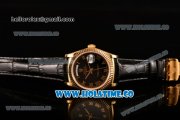 Rolex Day-Date Asia 2813/Swiss ETA 2836/Clone Rolex 3135 Automatic Yellow Gold Case with Roman Numeral Markers and Black Dial (BP)