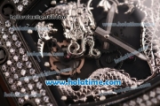 Richard Mille Tourbillon RM 057 Dragon Swiss ETA 2824 Automatic PVD&Diamond Case with Black Rubber Strap and Silver Dragon Dial - 1:1 Original
