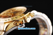 Rolex Daytona II Automatic Movement Full Gold with Stick Markers and Gold Dial