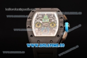 Richard Mille RM 011 Felipe Massa Flyback Chronograph Swiss Valjoux 7750 Automatic Carbon Fiber Case with Skeleton Dial and White Markers - 1:1 Original