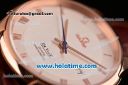 Omega De Ville Co-Axial Swiss ETA 2836 Automatic Rose Gold Case and Brown Leather Strap with White Dial