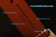 Panerai Luminor Base Vintage 3646 Swiss ETA 6497 Manual Winding Steel Case with Black Dial and Orange Leather Strap