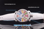Gaga Milano Italy Asia 6497 Manual Winding Steel Case with White Dial and White Strap - colorized Markers