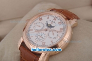Vacheron Constantin Malte Chronograph Automatic Rose Gold Case with White Dial-Leather Strap