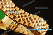 Rolex Datejust Asia 2813 Automatic Full Gold with Diamond Bezel and Green MOP Dial-Silver Roman Markers