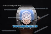 Richard Mille RM052 Miyota 9015 Automatic PVD/Rose Gold Case with Black Rubber Strap and Skull Dial PVD Bezel